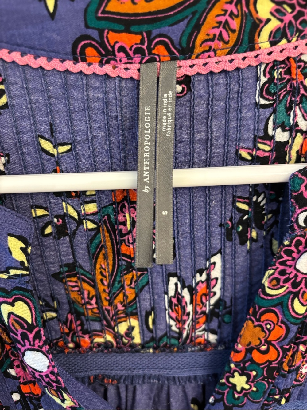 Anthropologie Blue Floral Pin-tucked Ruffled Mini-Dress - Picture 4 of 6